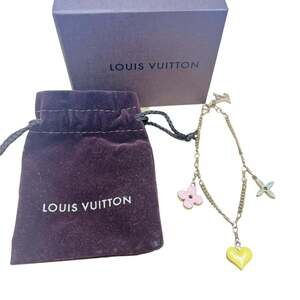 LOUIS VUITTON Gold Monogram Charm Bracelet